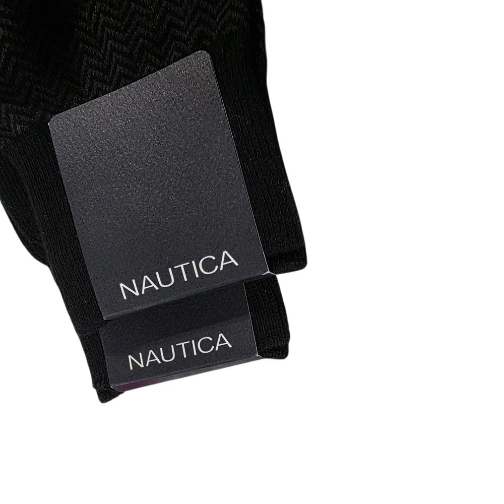 NWT Nautica Dress Socks Men 2 Pairs Black Solid Pattern Size 10-13 Combed Cotton